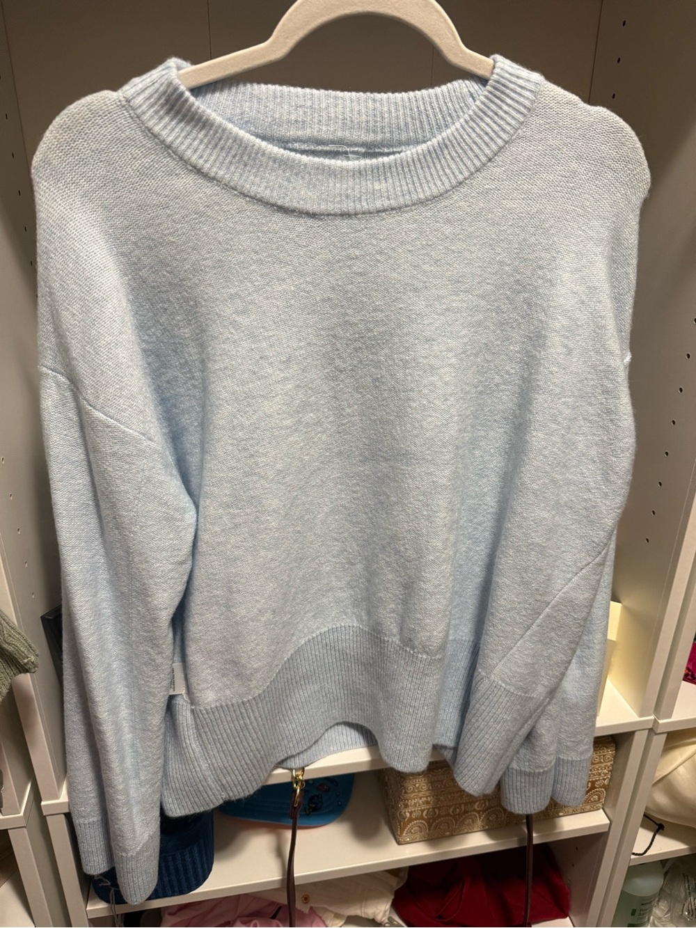 Classic Crewneck Women's Sweater in Light Blue oversized small